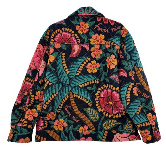 Farm Rio Women's Multicolor Floral Print Oversized Canvas Jacket Size Large - Picture 6 of 11